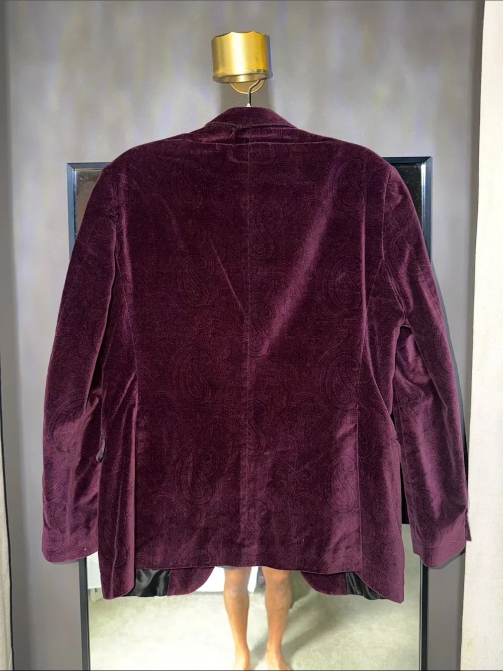 Tommy Hilfiger Burgundy Velvet Paisley Blazer Sport Coat 40R